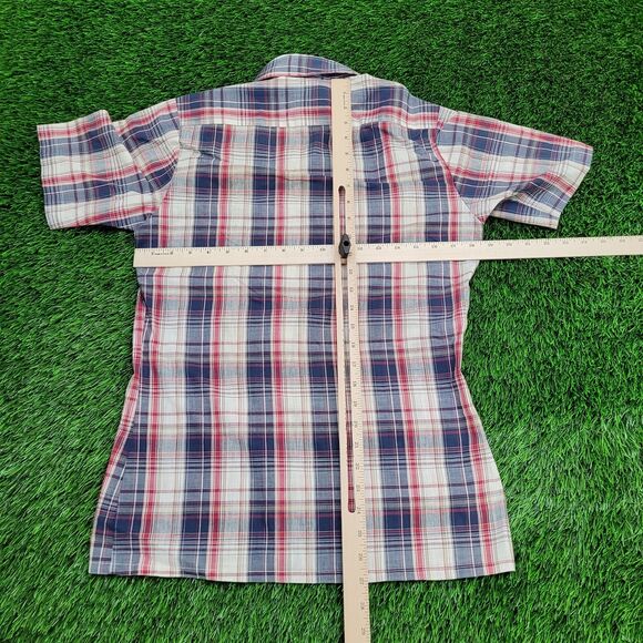 Vintage 80s Shadow Plaid Button Shirt Small 18x27 Poplin USA - Picture 7 of 10
